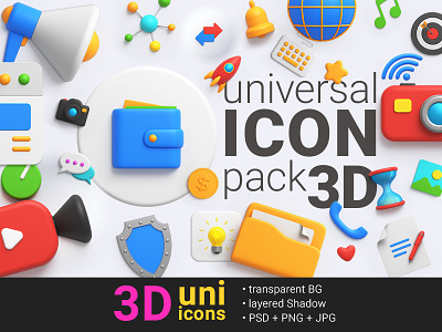 Icons Pack Dribbble 01 3d app computer design icon icon 3d icon pack icons png psd transparent trendy ui universal ux web