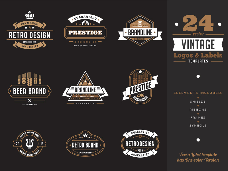 Vintage Labels Badges Logo Templates by Sentavio on Dribbble