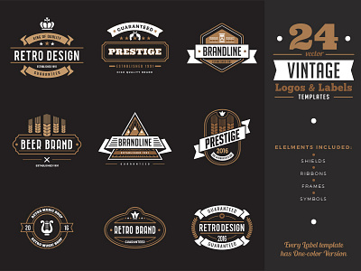 Vintage Labels Badges Logo Templates by Sentavio on Dribbble