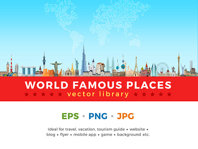 World Famous Places vector library