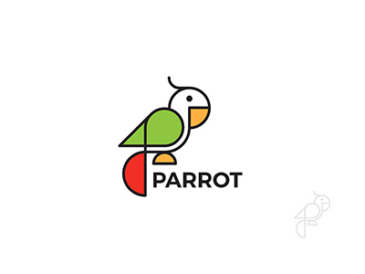 Parrot Logo abstract bird creative design fun geometric linear logo logotype parrot shape