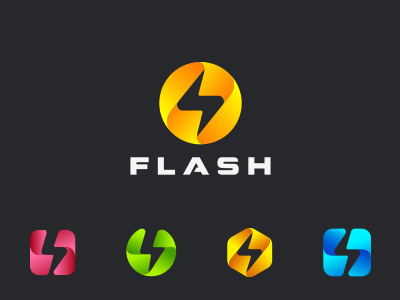 Flash Logo circle energy fast flash hexagon logo logotype power sign speed square symbol