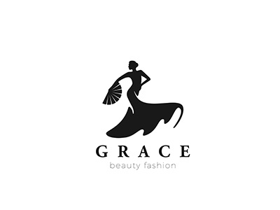 Woman in Dance Logo beauty dance elegant fashion grace logo logotype negative silhouette space woman
