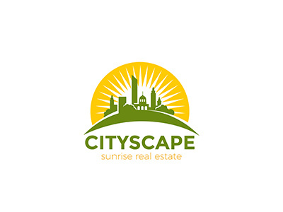 Cityscape Real Estate Logo city cityscape estate horizon logo real skyscrapers sun sunrise sunset