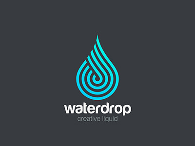 Water drop Logo Linear style art design drop droplet line linear liquid logo logotype neon oil water