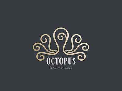 Octopus Luxury Elegant Logo art design fashion jewelry line linear logo luxury octopus seafood style