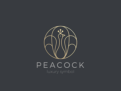 Peacock Logo Linear style bird fashion jewelry linear logo logotype luxury peacock stylish