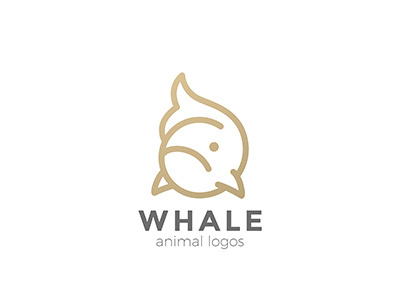 Whale Fish Logo art line linear underwater marine seafood friendly fish whale logotype logo