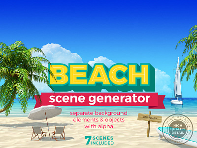 Beach scene generator background beach constructor design generator palms sand scene sea tropic tropical yacht
