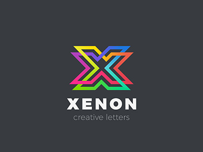 Logo Letter X bright colorful design infinity letter linear logo loop media technology x
