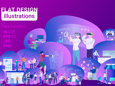 Flat Design Illustrations Pack app banner collection design flat illustrations poster reality template ultra violet vector virtual vr web
