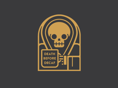 Death Before Decaf coffee death grim reaper pin skull