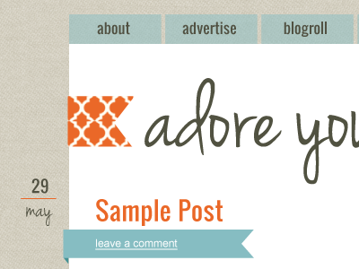 Custom Blogsite aqua blog design genesis interior orange taupe wordpress