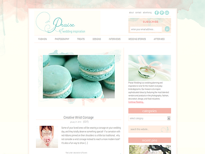 Custom Blog Design aqua blog cream custom genesis gray pink watercolor watercolours wedding