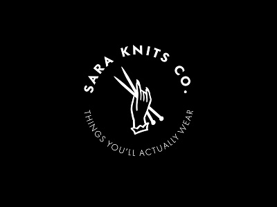 Sara Knits Co badge hand illustration knit knitting logo