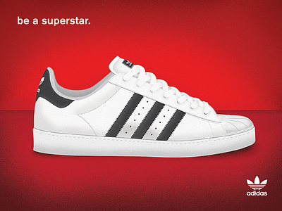 be a superstar. ad adidas advertisement design illustration shoes sneakers superstars tennis shoes red vectoring white