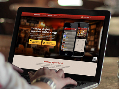 Kocsma.hu App Landing Page android app application ios iphone landing page layout macbook mobile ui web website