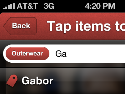 Tagging iphone ios ui interface title bar tag button search auto suggest auto complete