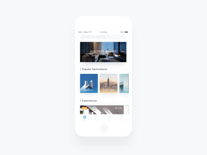 Search  Animation of a homestay app