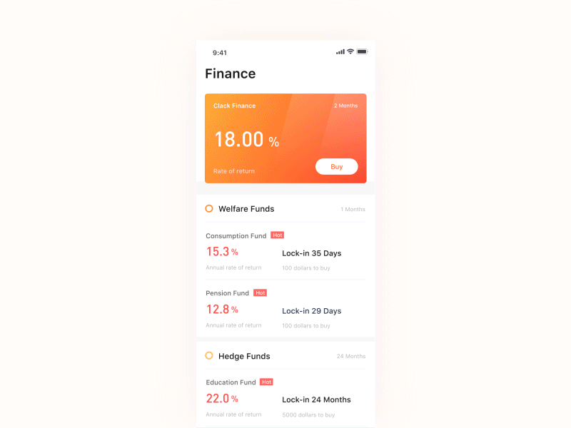 Finance App Animation animation app card data finance gif ios mobile motion numbers orange ui