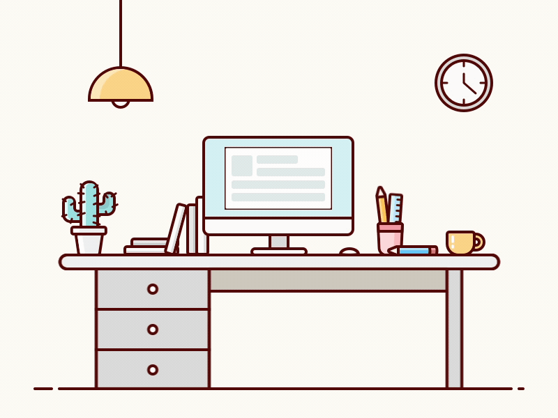 My Working Desktop Animation animation computer desktop illustration monitor working