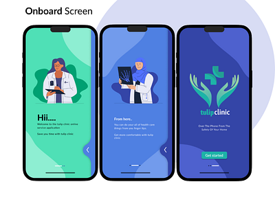 onboard screen for TulipClinic mobile app branding graphic design illustration ui ux