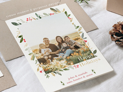 Watercolor Christmas Photo Card 2021 christmas card graphic design holiday card holidays illustration photo card template