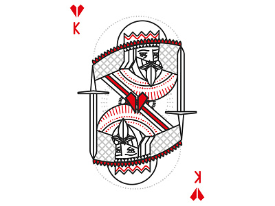 King Playing Card card deck deck heart king line art playing cards
