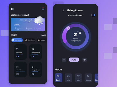 Smart Home App app design mobiledesign ui ux