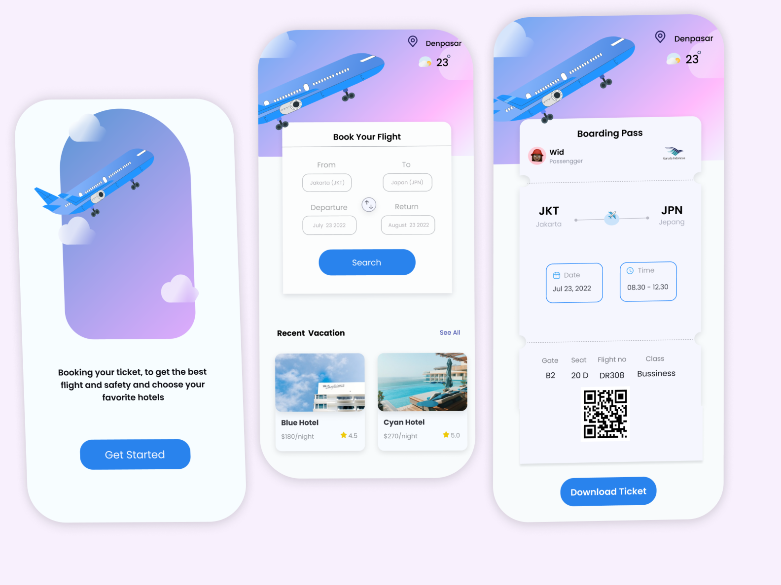 Booking Flight Mobile App by widyawt on Dribbble