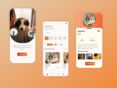 Adopt Pet Shop Mobile App app design mobiledesign ui uiux ux