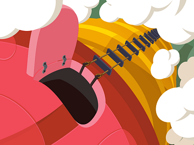 2 Dribbble Invites cartoon clouds dribbble giveaway invitation invite ladder rope toon tower
