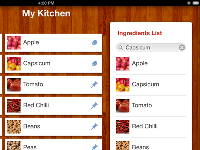 Recipes App - My Kitchen app apps design grid interface ios ipad kitchen menu mobile recipes slider thumbnails ui ui design user interface ux ux design