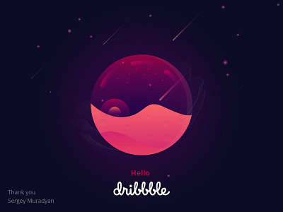 Hello Dribbble art ball design dribbble first hello illustrator invite