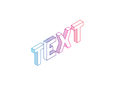 Text color design gradient isometric text