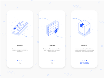 Onboarding pages app delivery design icon illustrator isometric mobile app order ui ux welcome