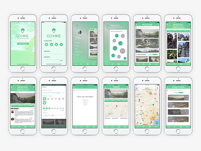 Go Hike - Mobile App exploration filters hiking app logo mobile app mobile app design nature onboarding outdoors ux ui