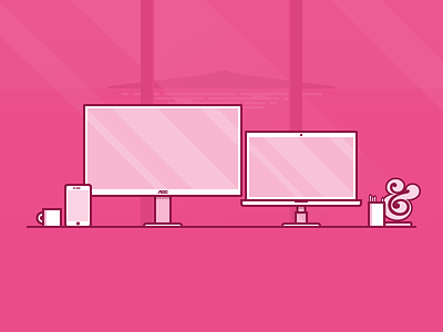 Workspace debut illustration pink vector workspace