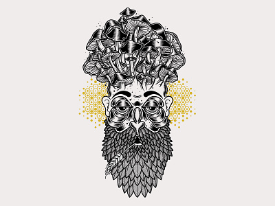 Forest Man art beard bearded man design earth illustration mushrooms
