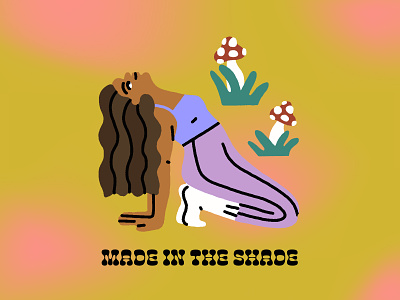 Made in the Shade girl gradient graphic illustration hippy hippy shit illustration illustrator mushrooms playlist artwork trippy typography woman