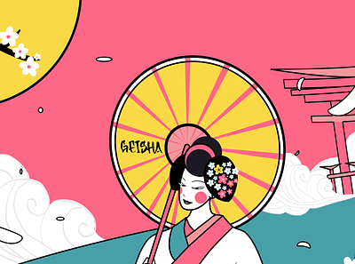 Geisha character design digital art geisha illustration illustrator moho vector