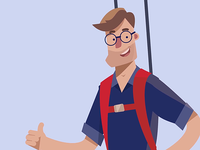 Hanging in the air animation artoftheday bungee jumping character animation design dribbble fly hang hipster inspiration male man moho motion design thumb up vector