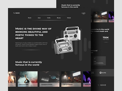 Web | Wave | Landing Page app design landing landing page music page ui wave web website