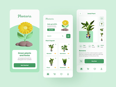 Plantaria | Mobile App | E-Commerce android app design ecommerce green mobile plant ui