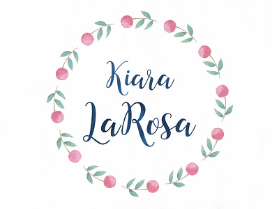 Kiara LaRosa Watercolor Logo flowers hand drawn logo pink roses watercolor watercolor logo