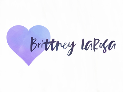 Brittney LaRosa Watercolor Logo blue hand drawn heart logo purple watercolor watercolor logo