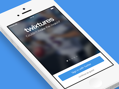 Twixtures App Intro Screen app ios iphone login mobile sports startup twitter