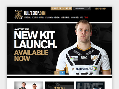 Hull FC Shop black ecommerce gold homepage rugby shop sport sports website white