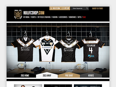 Hull FC Kit Room black ecommerce gold rugby shop sport sports website white