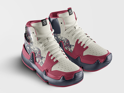 SCG91 Japanese Cat - Basketball Sneakers Design branding cartoon design fashion japan logo mockup product shoedesign shoes